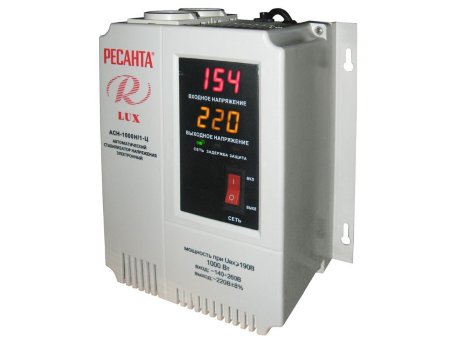 Однофазный цифровой настенный стабилизатор серии LUX РЕСАНТА АСН-1000Н/1-Ц