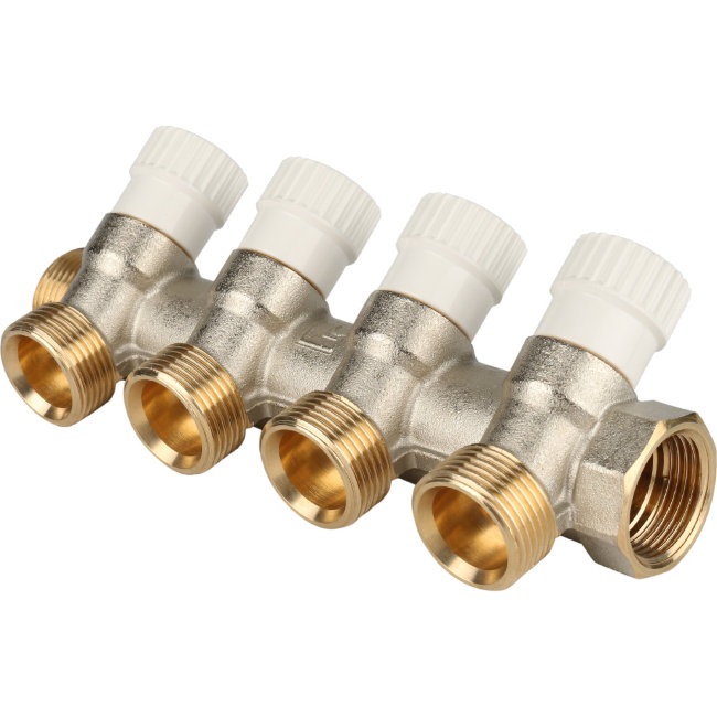 Коллектор 4 отвода с шаровыми кранами STOUT 3/4" 3/4"ЕК (SMB 6851 343404) в Казани Коллектор 4 отвода с шаровыми кранами STOUT 3/4" 3/4"ЕК (SMB 6851 343404) в Казани